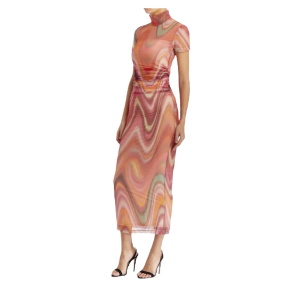 Amanda Uprichard Dominique Dress Alabaster Multi-Color Sheer Mesh Medium NWT